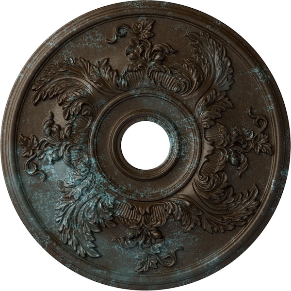 Ekena Millwork Acanthus Twist Medallion (Canopies up to 8 3/8"), 23 5/8"OD x 4 5/8"ID x 1 7/8"P, Bronze Blue Patina CM23ACBBS - main
